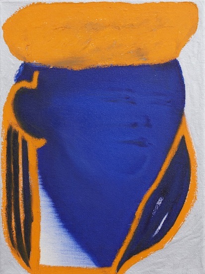 Paul Glaw: Looking Westwards, 2020, 
Öl, Ölkreide, Hammerschlaglack auf Leinwand, 40 x 30 cm 

